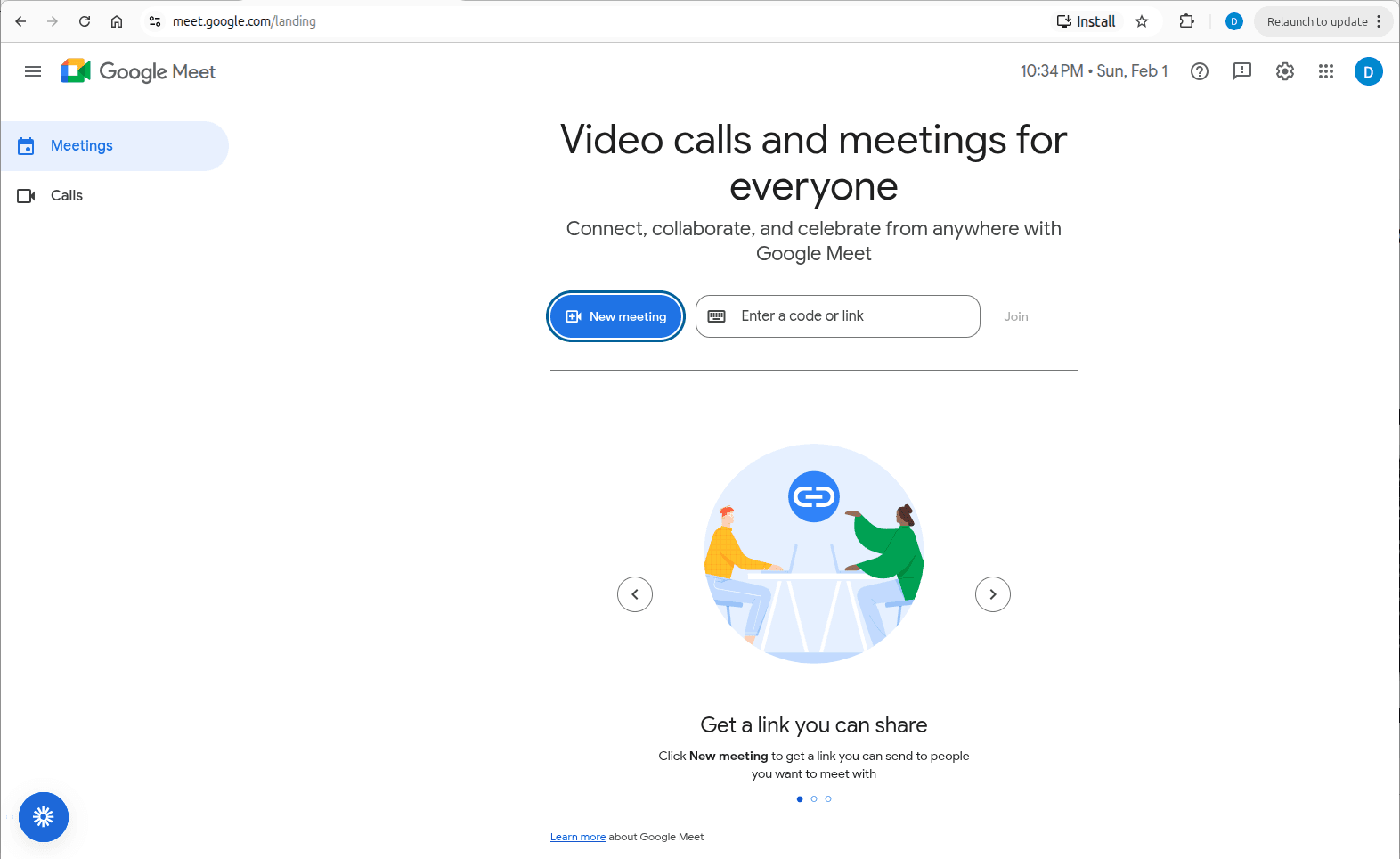 Google Meet interview call